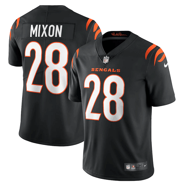 Men's Cincinnati Bengals #28 Joe Mixon 2021 Black NFL Vapor Untouchable Limited Stitched Jersey Men's Cincinnati Bengals #28 Joe Mixon 2021 Black NFL Vapor Untouchable Limited Stitched Jersey